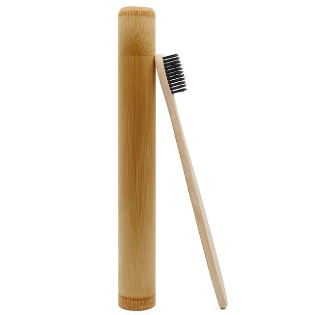 Bamboo (5 - Pack) Toothbrush & Holder Set - Eco - Friendly, Soft Bristles - Purely Eco Shop