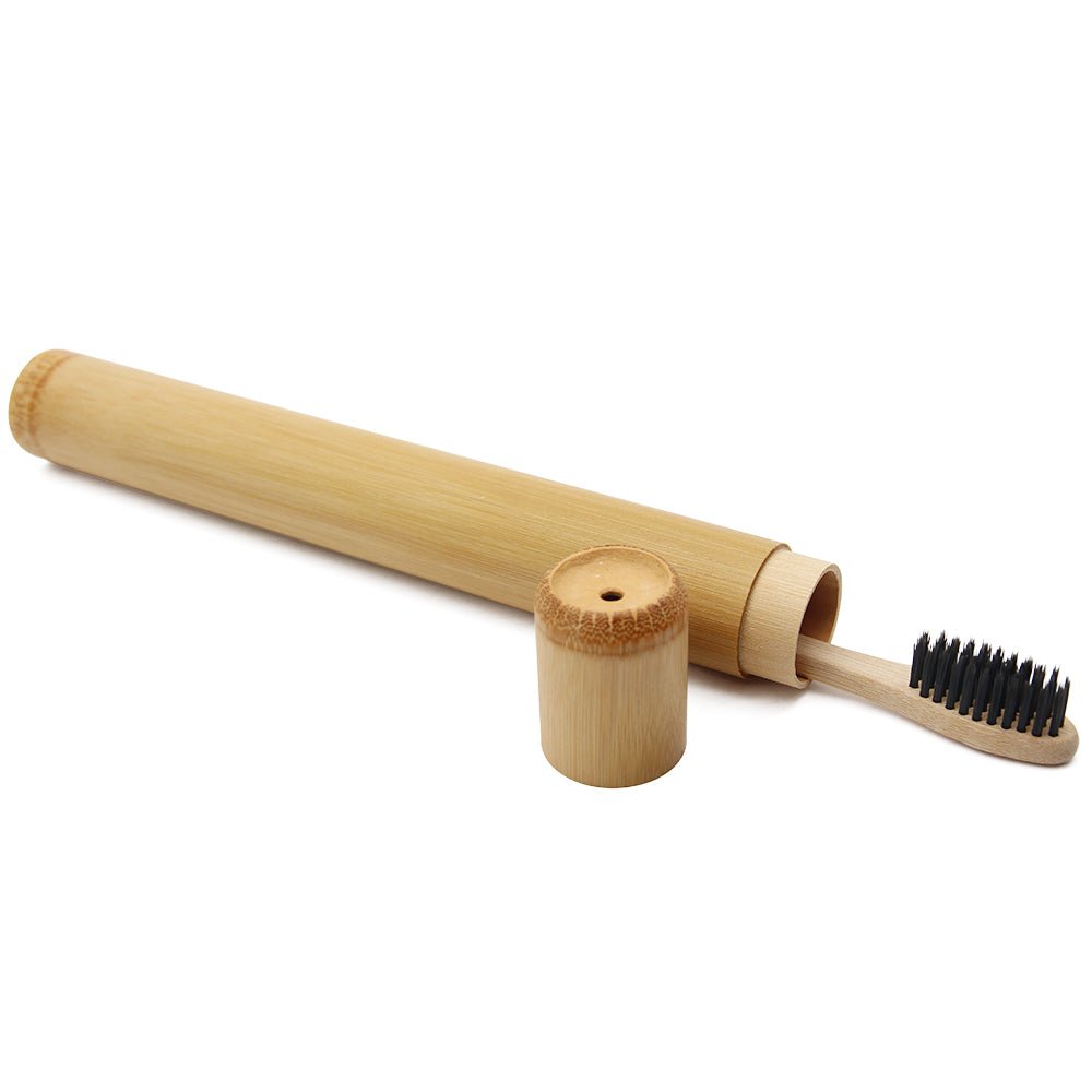 Bamboo (5 - Pack) Toothbrush & Holder Set - Eco - Friendly, Soft Bristles - Purely Eco Shop