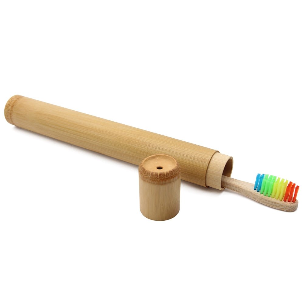 Bamboo (5 - Pack) Toothbrush & Holder Set - Eco - Friendly, Soft Bristles - Purely Eco Shop