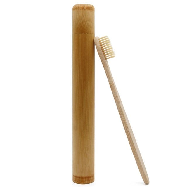 Bamboo (5 - Pack) Toothbrush & Holder Set - Eco - Friendly, Soft Bristles - Purely Eco Shop